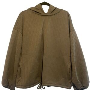 NWT Max Studio Gray Quilted Hoodie Sweatshirt Size Large